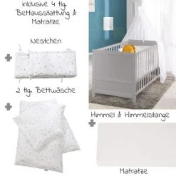 Roba Babybett-Komplett-Set Taupe - inkl. Bettwäsche, Himmel, Nestchen & Matratze 70 x 140 cm - Sternenzauber Grau -Wohnen & Schlafen Verkäufe roba babybett komplett set taupe inkl bettwasche himmel nestchen matratze 70 x 140 cm sternenzauber grau 0193tp 3v235 d3