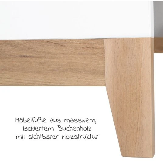 Roba Kinderzimmer Carina mit 3-türigem Schrank, Bett, breiter Wickelkommode - Weiß 5 Roba Kinderzimmer Carina mit 3-türigem Schrank, Bett, breiter Wickelkommode - Weiß – Bild 5