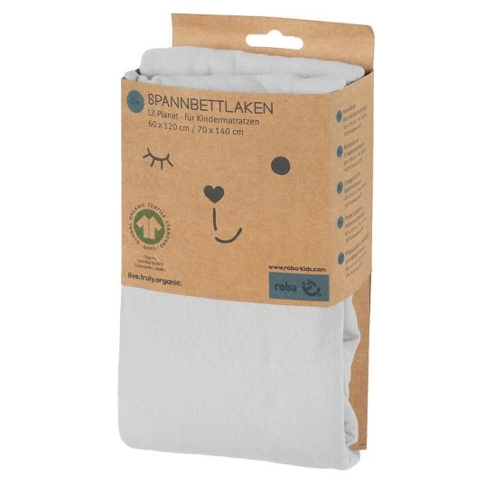 Roba Spannbetttuch aus Organic Baumwolle 60 x 120 cm / 70 x 140 cm - Lil Planet - Silbergrau 1 Roba Spannbetttuch aus Organic Baumwolle 60 x 120 cm / 70 x 140 cm - Lil Planet - Silbergrau