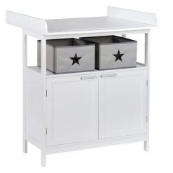 Roba Wickelkommode Hamburg mit Wickelaufsatz & 2 Canvas-Boxen - Weiß