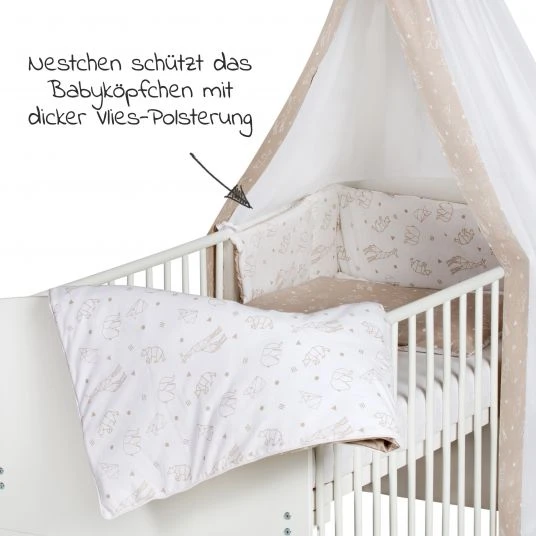 Schardt 4-tlg. Bettwäsche-Set Decke 100 x 135 cm , Kissen 40 x 60 cm, Nestchen, Himmel - Origami - Beige - Kollektion 2022 3 Schardt 4-tlg. Bettwäsche-Set Decke 100 x 135 cm , Kissen 40 x 60 cm, Nestchen, Himmel - Origami - Beige - Kollektion 2022 – Bild 3