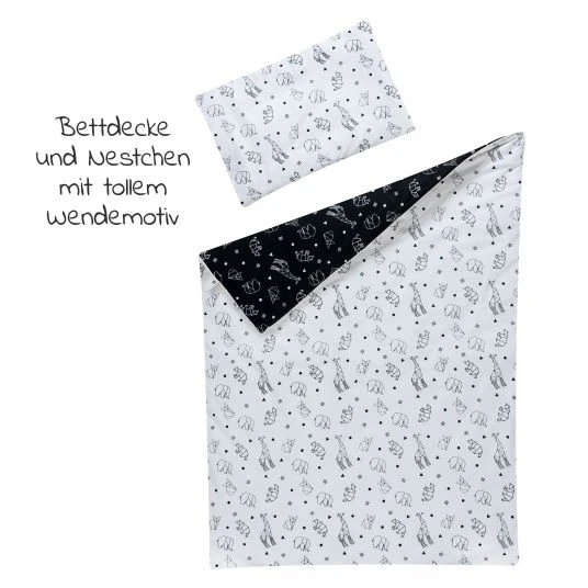 Schardt 4-tlg. Bettwäsche-Set Decke 100 x 135 cm , Kissen 40 x 60 cm, Nestchen, Himmel - Origami - Black - Kollektion 2022 2 Schardt 4-tlg. Bettwäsche-Set Decke 100 x 135 cm , Kissen 40 x 60 cm, Nestchen, Himmel - Origami - Black - Kollektion 2022 – Bild 2