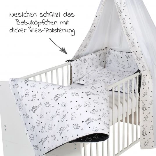 Schardt 4-tlg. Bettwäsche-Set Decke 100 x 135 cm , Kissen 40 x 60 cm, Nestchen, Himmel - Origami - Black - Kollektion 2022 3 Schardt 4-tlg. Bettwäsche-Set Decke 100 x 135 cm , Kissen 40 x 60 cm, Nestchen, Himmel - Origami - Black - Kollektion 2022 – Bild 3