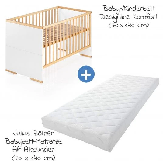 Schardt 7-tlg. Kinderbett Set & Matratze Air Allround, Steppbett 100x135+40x60, 2x Bettlaken, Einlage 70 x 140 cm - Natur Weiß 2 Schardt 7-tlg. Kinderbett Set & Matratze Air Allround, Steppbett 100x135+40x60, 2x Bettlaken, Einlage 70 x 140 cm - Natur Weiß – Bild 2