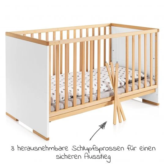 Schardt 7-tlg. Kinderbett Set & Matratze Air Allround, Steppbett 100x135+40x60, 2x Bettlaken, Einlage 70 x 140 cm - Natur Weiß 5 Schardt 7-tlg. Kinderbett Set & Matratze Air Allround, Steppbett 100x135+40x60, 2x Bettlaken, Einlage 70 x 140 cm - Natur Weiß – Bild 5