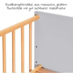 Schardt Baby- und Kinderbett Designline Basic Buche teilmassiv 70 x 140 cm - Natur Grau -Wohnen & Schlafen Verkäufe schardt baby und kinderbett designline basic buche teilmassiv 70 x 140 cm natur grau 04 400 60 03 d3