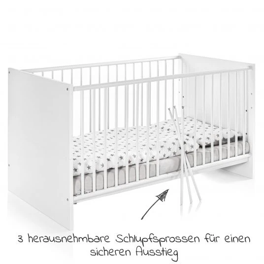 Schardt Baby- und Kinderbett Designline Basic Buche teilmassiv 70 x 140 cm - Weiß 2 Schardt Baby- und Kinderbett Designline Basic Buche teilmassiv 70 x 140 cm - Weiß – Bild 2