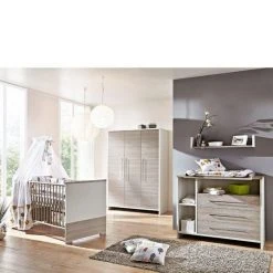 Schardt Kinderzimmer Eco Silber 15-tlg. mit 3-türigem Schrank inkl. Textilkollektion Waldtiere