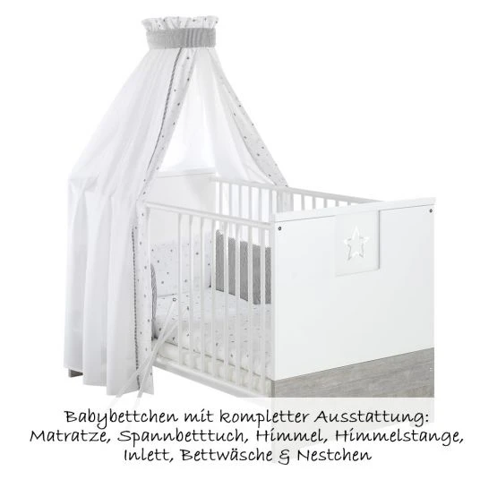 Schardt Kinderzimmer Eco Star 15-tlg. mit Schiebetürschrank inkl. Textilkollektion Sternchen Grau 2 Schardt Kinderzimmer Eco Star 15-tlg. mit Schiebetürschrank inkl. Textilkollektion Sternchen Grau – Bild 2