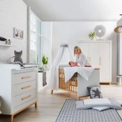 Schardt Kinderzimmer Miami White 16-tlg. mit 3-türigem Schrank inkl. Textilkollektion Sternchen Grau -