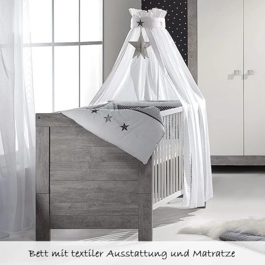 Schardt Kinderzimmer Nordic Driftwood 15-tlg. mit 3-türigem Schrank inkl. Textilkollektion Stern Grau 2 Schardt Kinderzimmer Nordic Driftwood 15-tlg. mit 3-türigem Schrank inkl. Textilkollektion Stern Grau – Bild 2