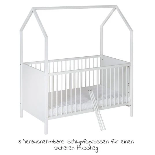 Schardt Kombi-Kinderbett Hausbett Venice Buche teilmassiv, lackiert 70 x 140 cm - Weiß 5 Schardt Kombi-Kinderbett Hausbett Venice Buche teilmassiv, lackiert 70 x 140 cm - Weiß – Bild 5