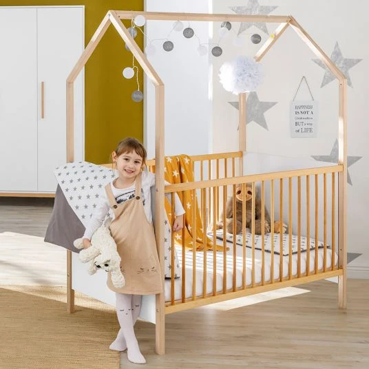 Schardt Kombi-Kinderbett Hausbett Venice Buche teilmassiv, unbeandelt 70 x 140 cm - Natur Weiß 2 Schardt Kombi-Kinderbett Hausbett Venice Buche teilmassiv, unbeandelt 70 x 140 cm - Natur Weiß – Bild 2