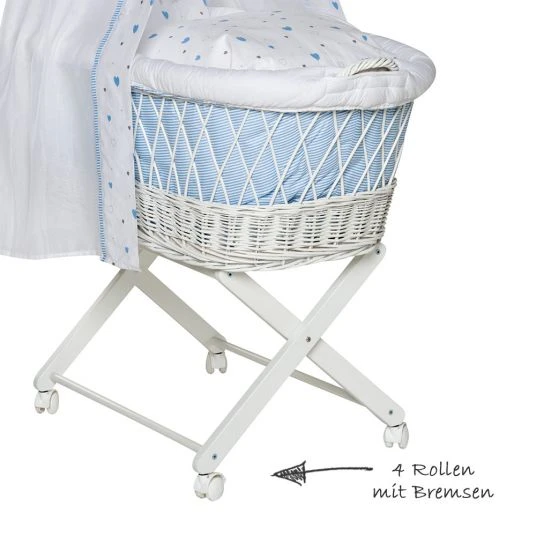 Schardt Stubenwagen Babsi Weiß - Herzchen - Hellblau 2 Schardt Stubenwagen Babsi Weiß - Herzchen - Hellblau – Bild 2