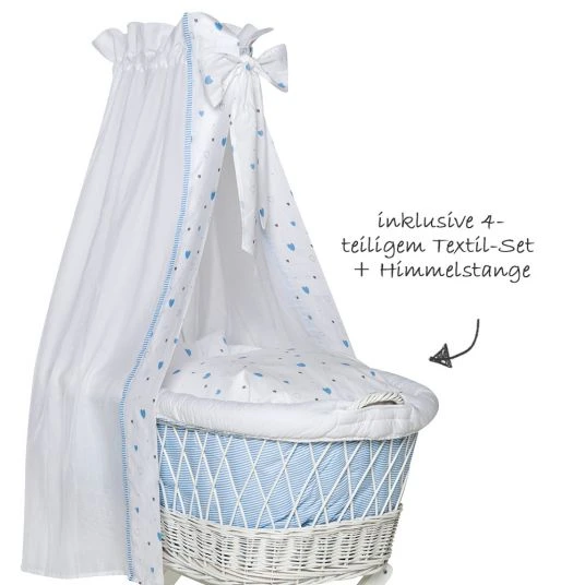 Schardt Stubenwagen Babsi Weiß - Herzchen - Hellblau 3 Schardt Stubenwagen Babsi Weiß - Herzchen - Hellblau – Bild 3